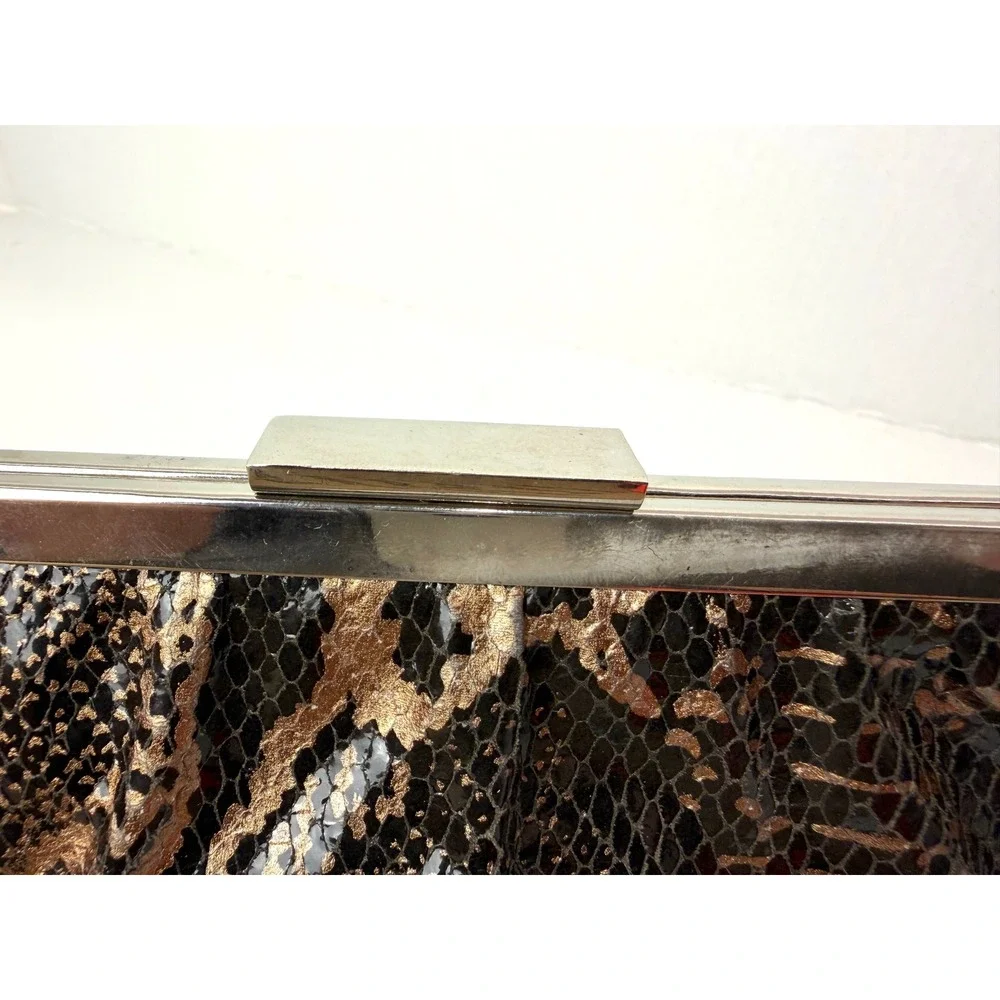 Deux Lux Snakeskin Clutch Womens Small Bronze Gold Fair Metallic Evening Bag